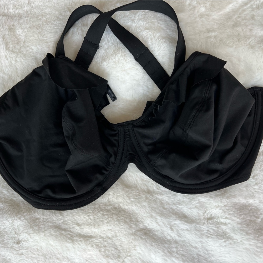 Freya In The Mix Underwire Banded Halter Bikini Swim Top Size 36H Seamed Black